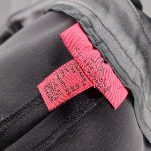 JS Collections Wide Leg Pants 14 Black Satin Zip Trouser Y2K Vtg Shiny Party - Picture 8 of 10